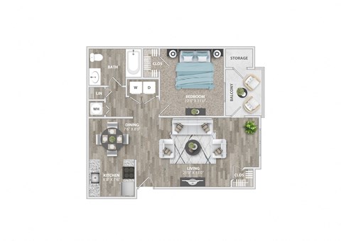 a floor plan  1 bedroom  503 square feet  at St. Andrews Reserve, Wilmington